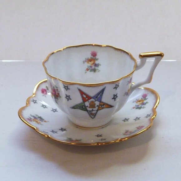 Masonic Eastern Star Tea Cup Saucer Set - Picture 1 of 3